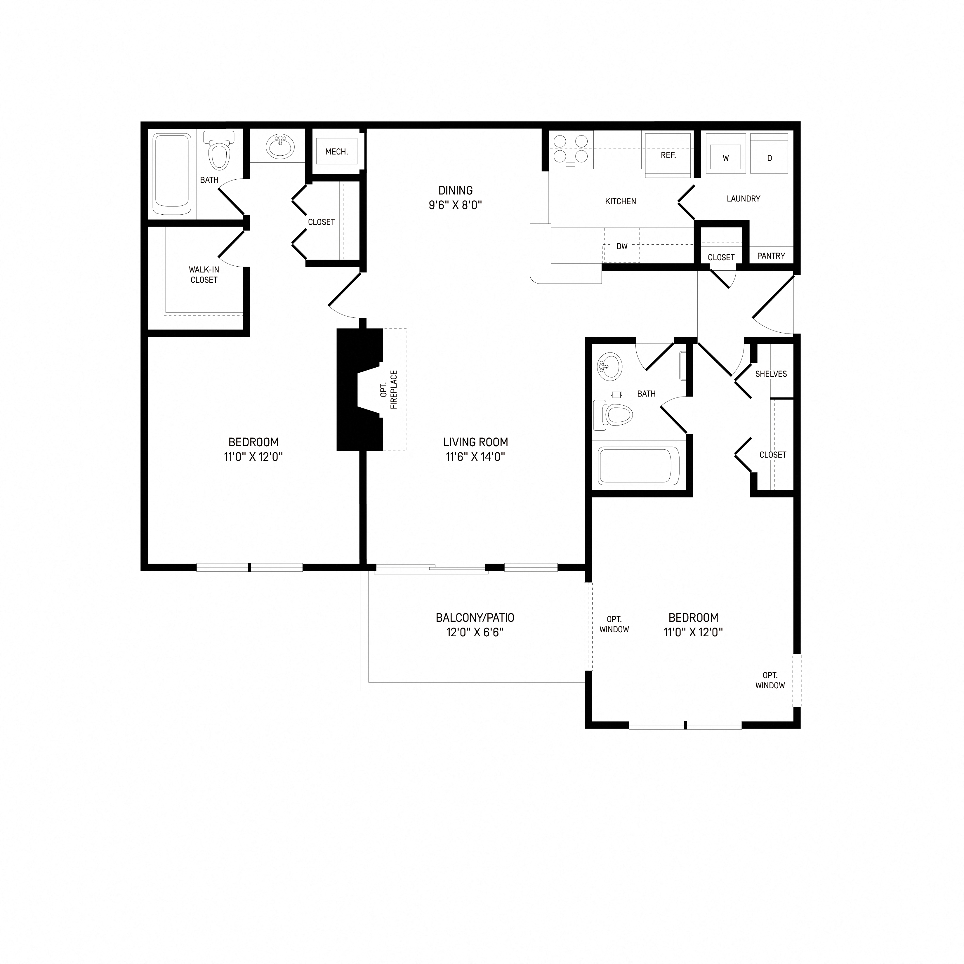 Floorplan for Apartment #21-301, 2 bedroom unit at Halstead Reston